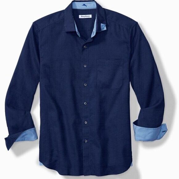 Men's Tommy Bahama Costa Tautira Stretch Linen Blend Button Front Shirt MEDIUM - Picture 1 of 5